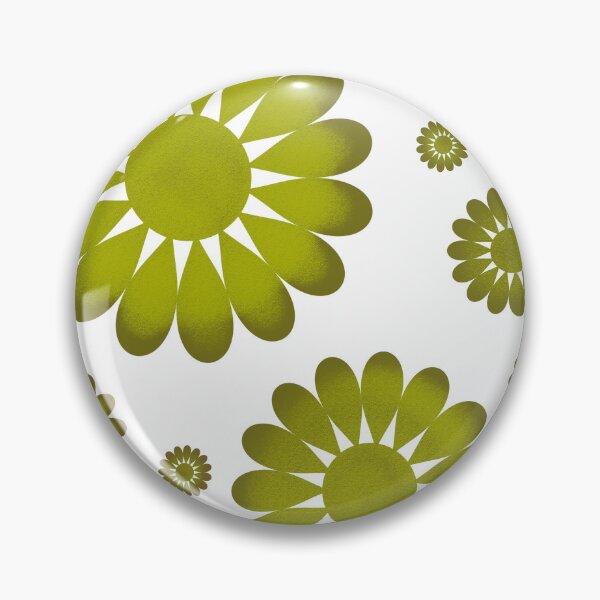 Item preview, Retro Daisies in Avocado  designed and sold by StarLiteRetro.