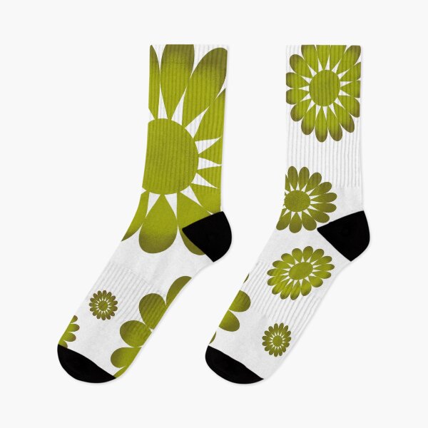 Item preview, Retro Daisies in Avocado  designed and sold by StarLiteRetro.