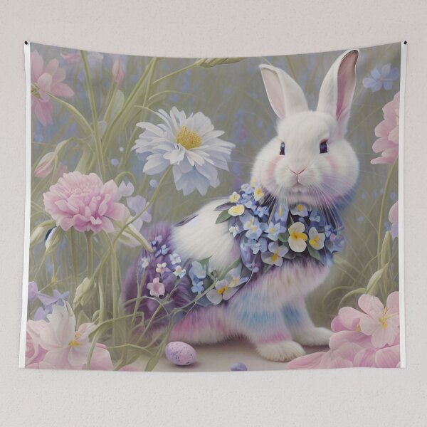 Item preview, Colorful Festive Easter Eggs Easter Bunny Spring Flowers Version 42 designed and sold by DreamingAwake1.