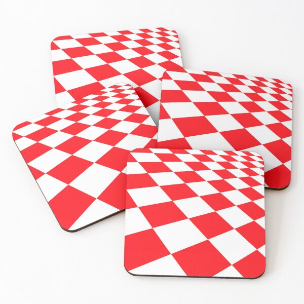 Item preview, Red and white chequer board pattern decreasing into the distance. designed and sold by claireseyeview.