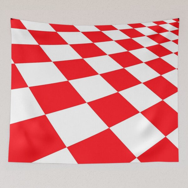 Item preview, Red and white chequer board pattern decreasing into the distance. designed and sold by claireseyeview.