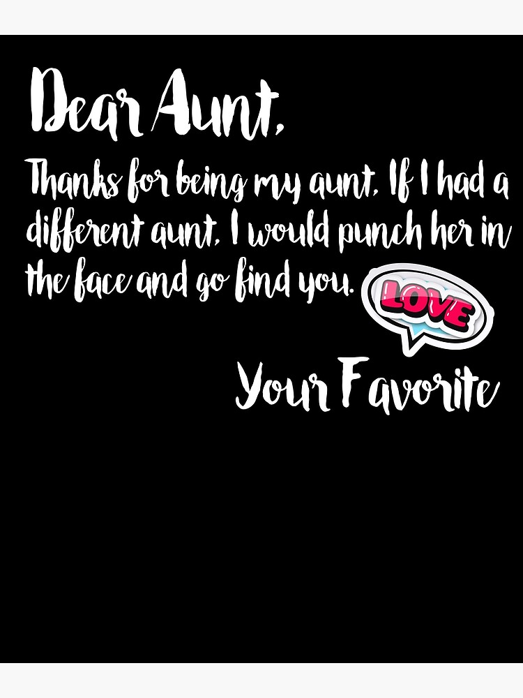 Dear Aunt Thanks for Being My Aunt Gift Christmas T-shirts Pullover Hoodies Black/S