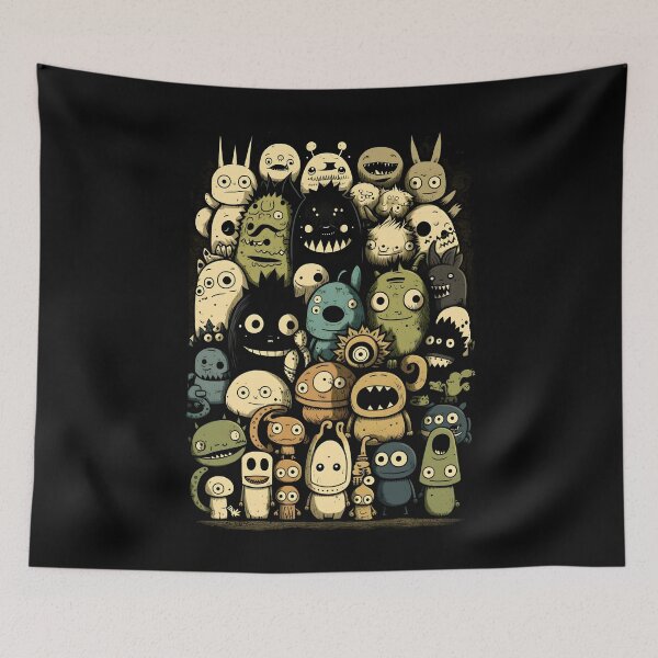 Item preview, Black and white monster dodle art designed and sold by ToySenTrends.
