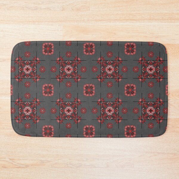 Item preview, dot painted pattern - red / pink on gray designed and sold by dedoma.