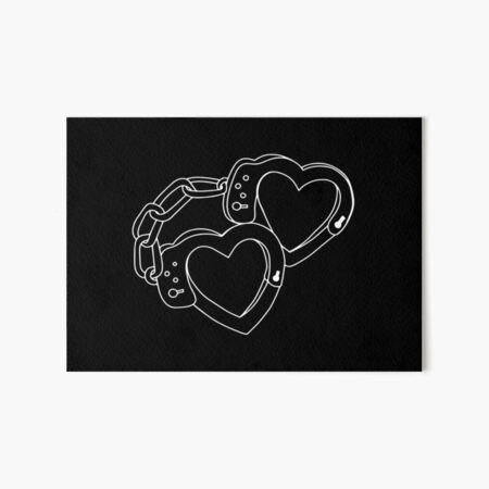 Love Heart Handcuffs White Art Board Print for Sale by Ninjakandy