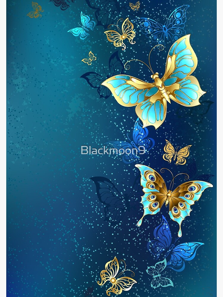 Background with Gold Butterflies | Spiral Notebook