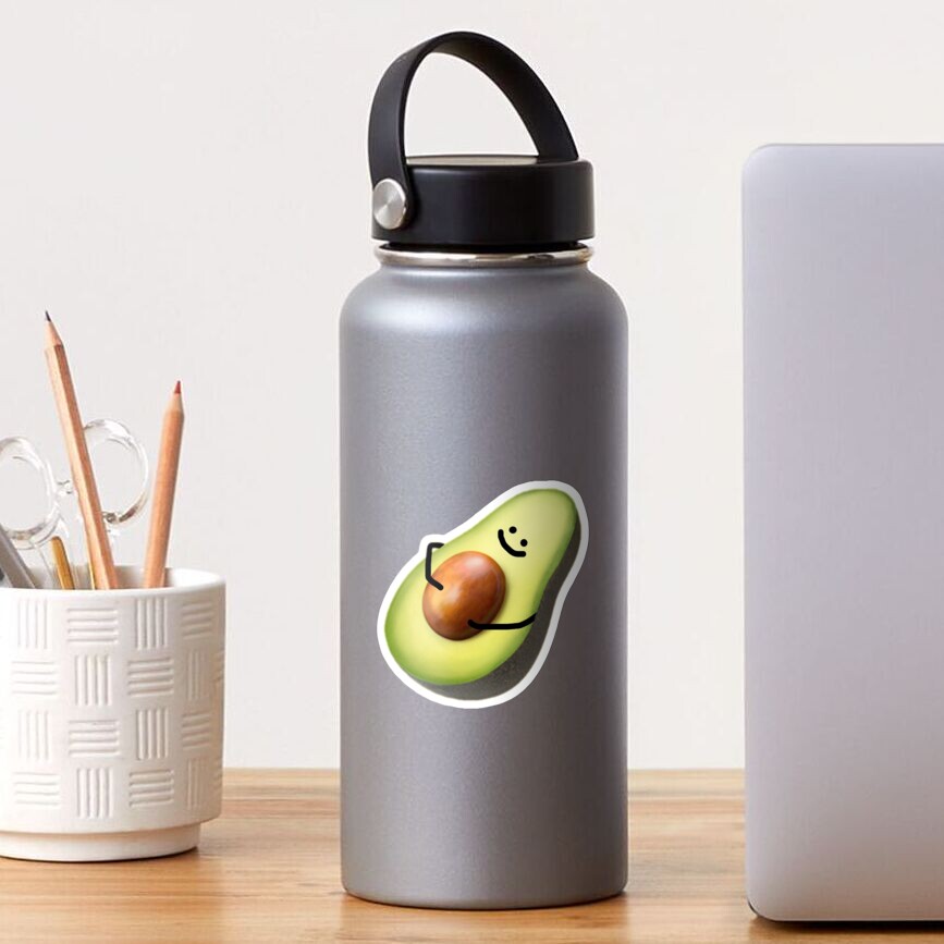 Download Avocado With Face Sticker By Yellowteacups Redbubble PSD Mockup Templates