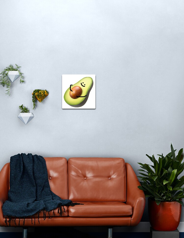 Download Avocado With Face Metal Print By Yellowteacups Redbubble PSD Mockup Templates