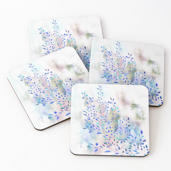 Item preview, Delicate leaves in blue on a light background designed and sold by Dusanka Djeric.