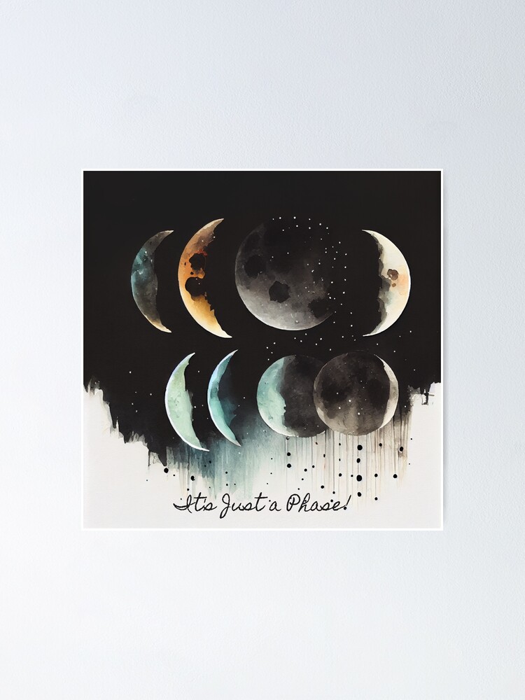 Full Moon Poster Art, Lunar Moon Print, Digital Download La Luna