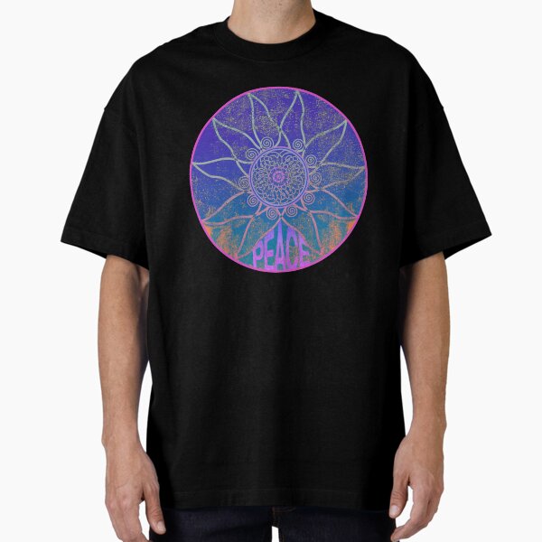Distressed Peace Mandala Circle of Enlightenment Oversized T-Shirt