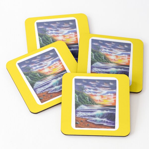 Artikelvorschau, North Shore Hawaiian Sunset - gelbe Grenze entworfen und verkauft von 743Designs.