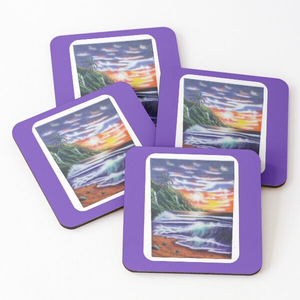 Artikelvorschau, North Shore Hawaiian Sunset - lila Grenze entworfen und verkauft von 743Designs.