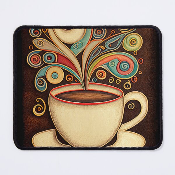 Item preview, Folk-art cup of coffee illustration designed and sold by artefacta.
