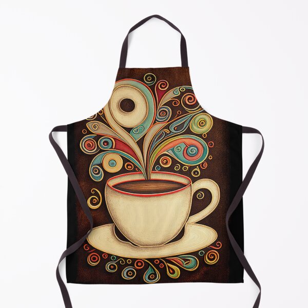 Item preview, Folk-art cup of coffee illustration designed and sold by artefacta.