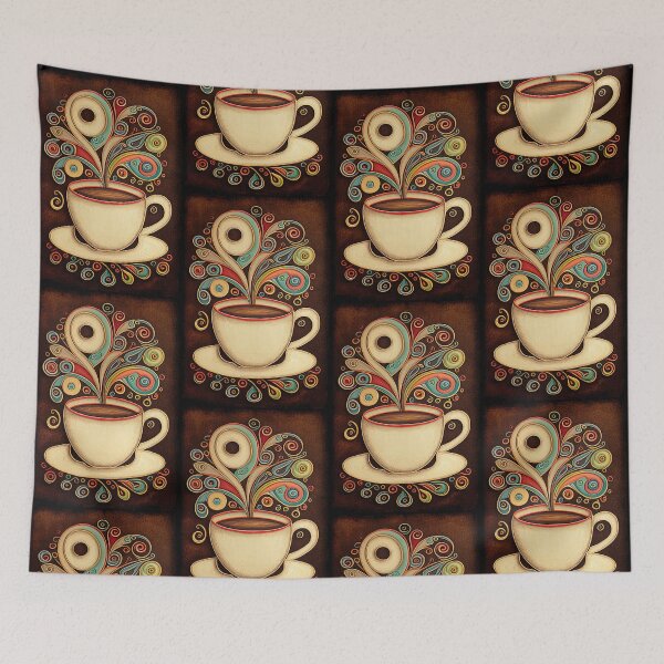 Item preview, Folk-art cup of coffee illustration designed and sold by artefacta.