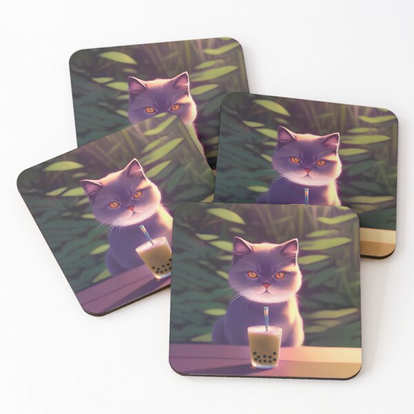 Item preview, Persian Exotic Shorthair Cat with boba bubble tea designed and sold by akwl-design.