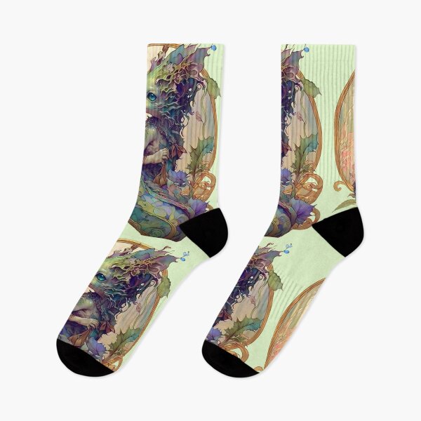 Item preview, Art Nouveau Fantasy Anthropomorphic Seahorse designed and sold by entwithanaxe.