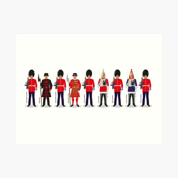 ROYAL COLDSTREAM GUARDS MARCHING LONDON ENGLAND PAINTING ART REAL CANVAS PRINT