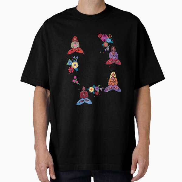 Colorful Yoga Girls We Are One Let's Love One Another Diversity Oversized T-Shirt