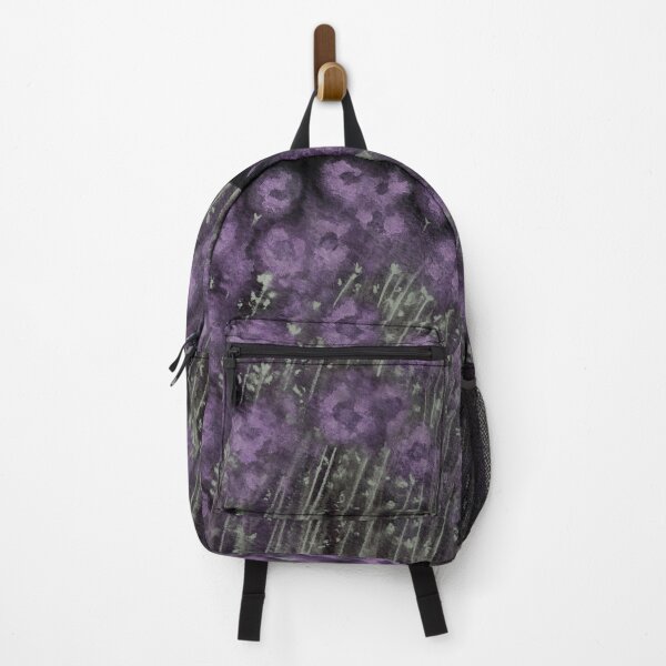Item preview, Dirty purple flowers with leaves on black background designed and sold by IrinaIkar.