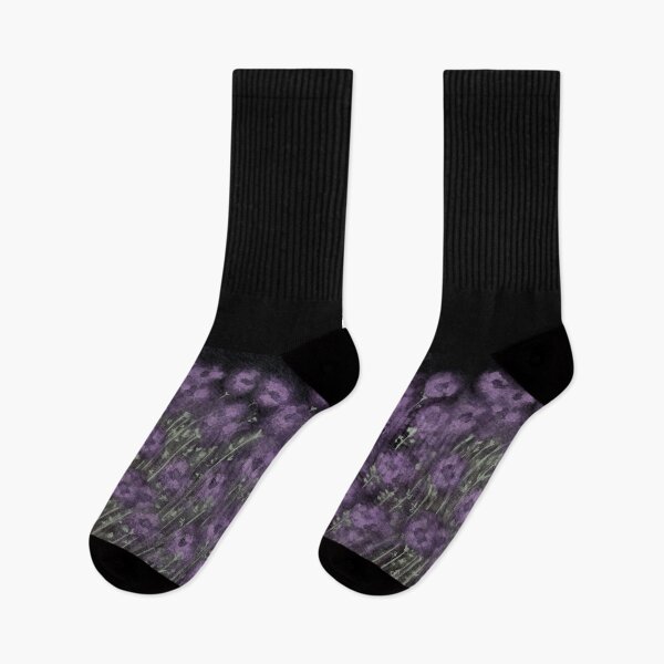 Item preview, Dirty purple flowers with leaves on black background designed and sold by IrinaIkar.