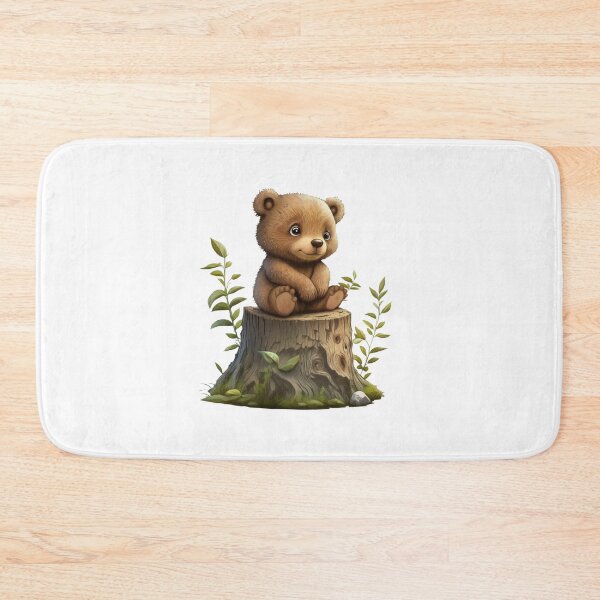 Item preview, Fuzzy little Bear on a tree stump designed and sold by Ideallity.