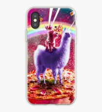 Laser Augen Weltraum Katze Reiten auf Lama Einhorn iPhone-Hülle & Cover