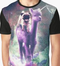 Lustiges Raumpug-Reiten auf Alpaka-Einhorn Grafik T-Shirt