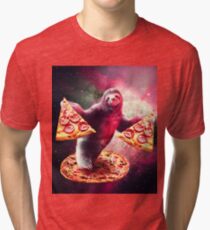Funny Space Sloth With Pizza Tri-blend T-Shirt