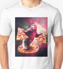 Funny Space Sloth With Pizza Unisex T-Shirt