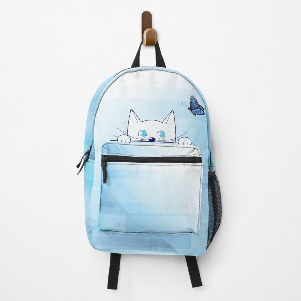 Item preview, Curious Cat Peeking at a Blue Butterfly designed and sold by Usagi-Kun.