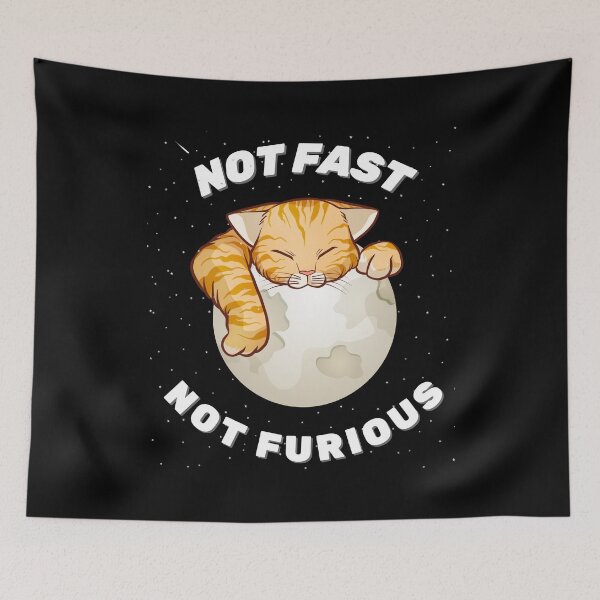 Item preview, Not Fast, Not Furious (Cute cat sleeping on the moon) designed and sold by ZingAndPep.