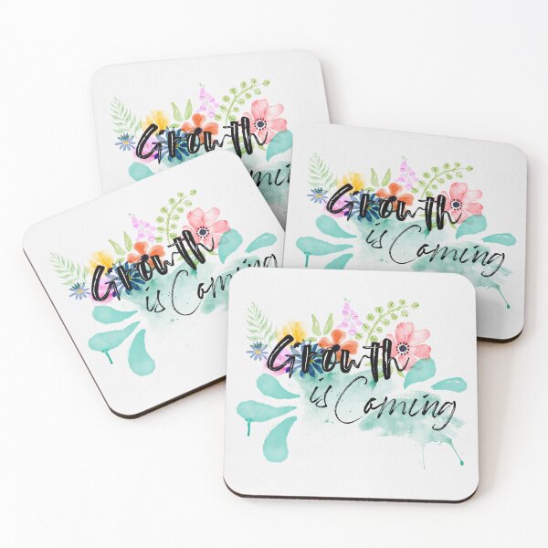 Item preview, Growth is Coming Lettering with Watercolor Flowers designed and sold by Valerie Englehart.