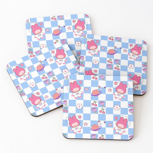 Item preview, Seamless pattern of cute bunny. rabbit vector. Kawaii. Rabbit are happy on chess floor, flower, stars, sherry, astronaut, designed and sold by UnloveToy10.