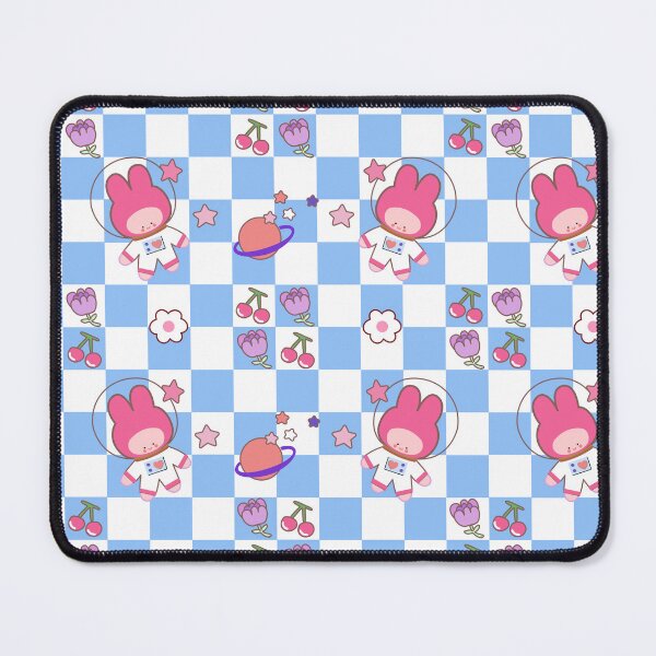 Item preview, Seamless pattern of cute bunny. rabbit vector. Kawaii. Rabbit are happy on chess floor, flower, stars, sherry, astronaut, designed and sold by UnloveToy10.