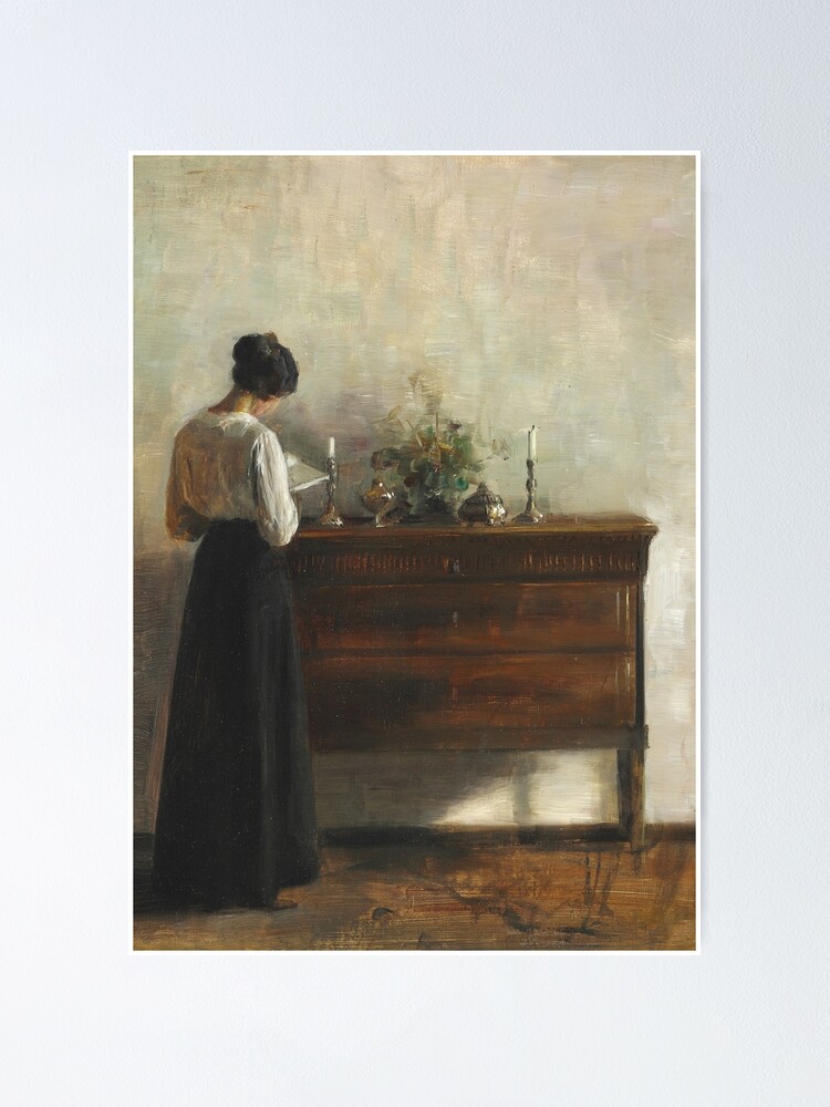 Thumbnail 1 of 3, Poster, Vintage Antique Portrait Woman Reading, Vintage Print Bedroom Wall Decor. designed and sold by stenten.