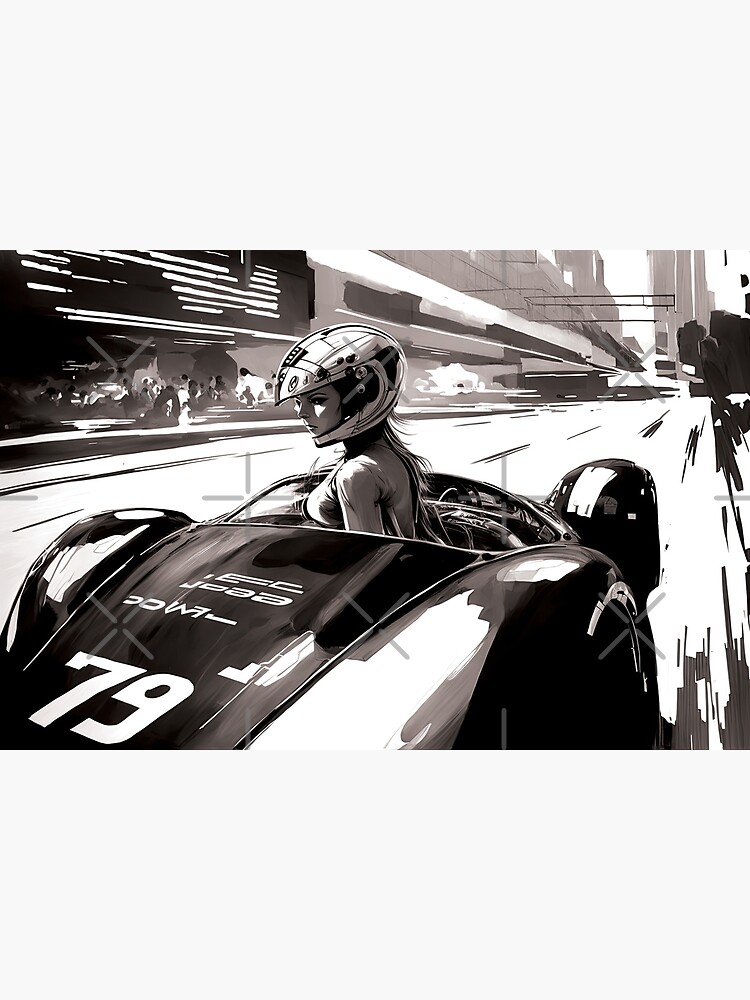 Disover Racecar driver manga art Premium Matte Vertical Poster