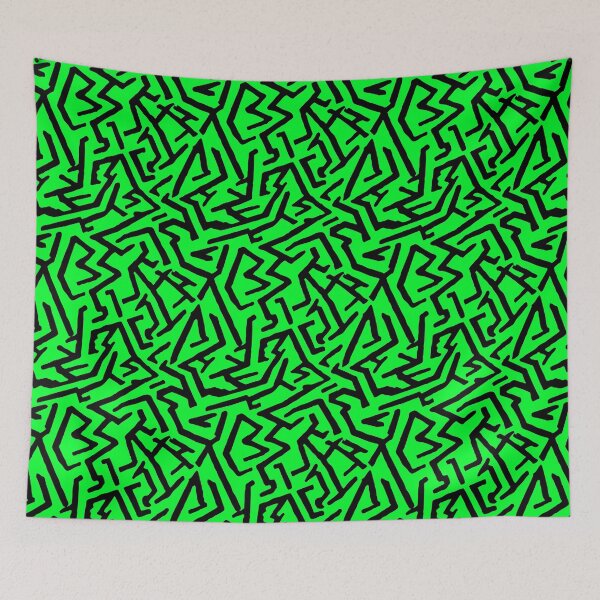 Item preview, Repeat Pattern | Green And Black Irregular Maze Lines designed and sold by TMBTM.