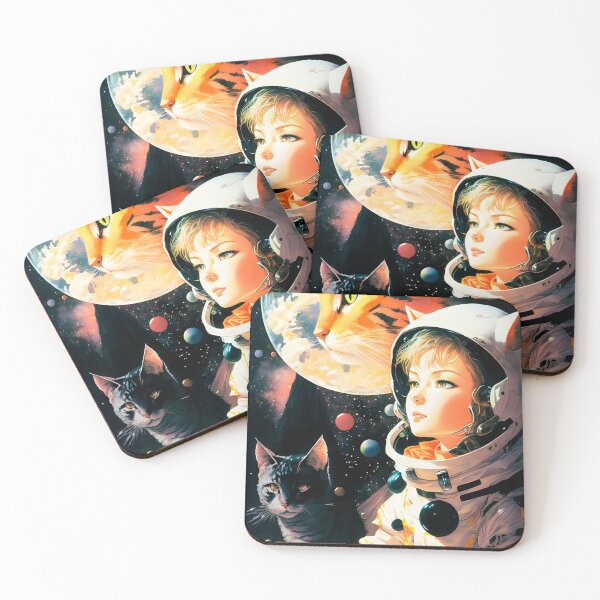 Item preview, Girl and Сat in Space Fantastic Retro 80s designed and sold by AIWanderer.