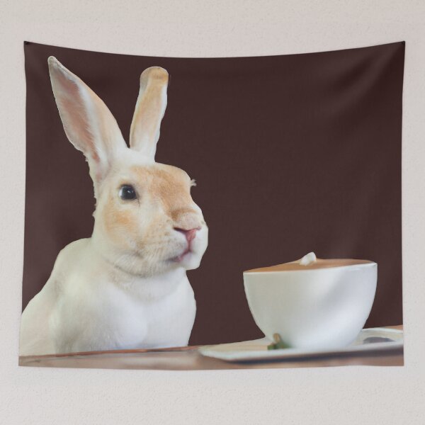 Item preview, Rabbit and coffee-Edited AI generated art designed and sold by Frostp.