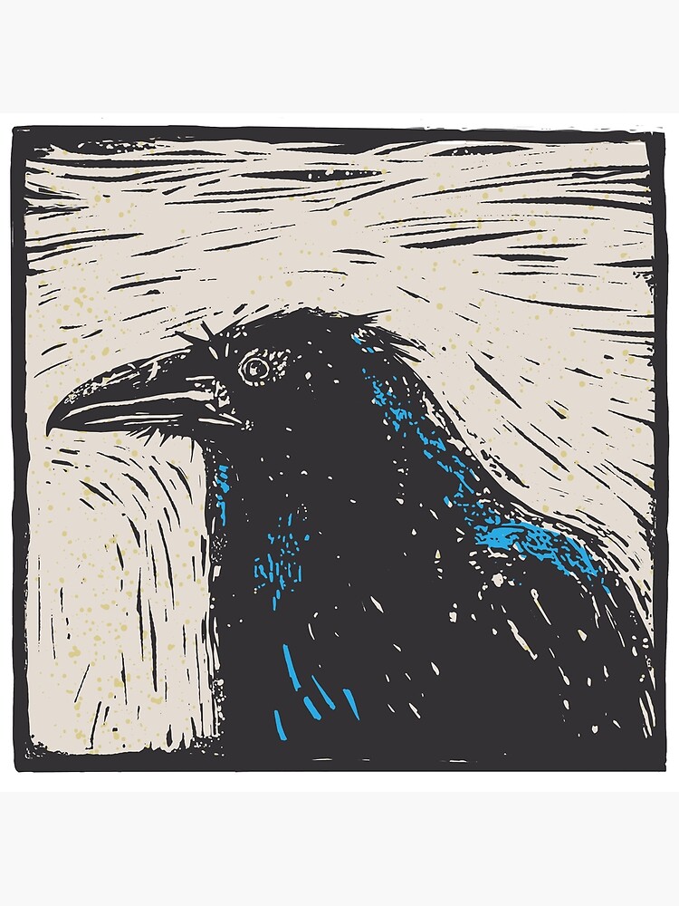 Crow Lino buying cut print / Raven / animal art / Linoprint