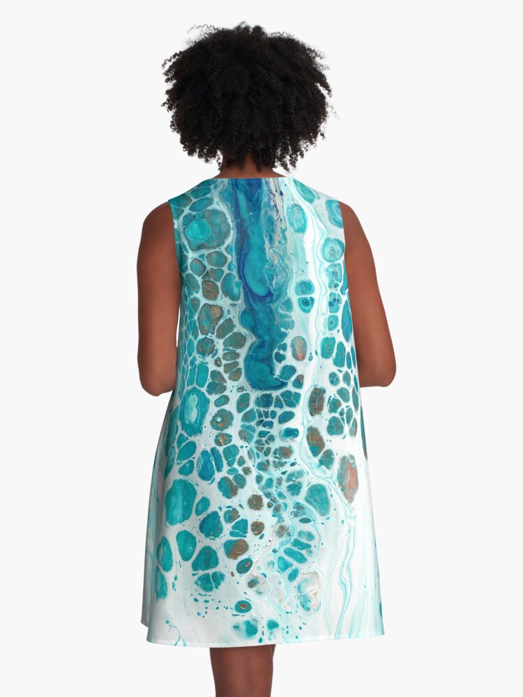 Thumbnail 3 of 4, A-Line Dress, Blue Rain - Ideka Art designed and sold by Ideka-Art.