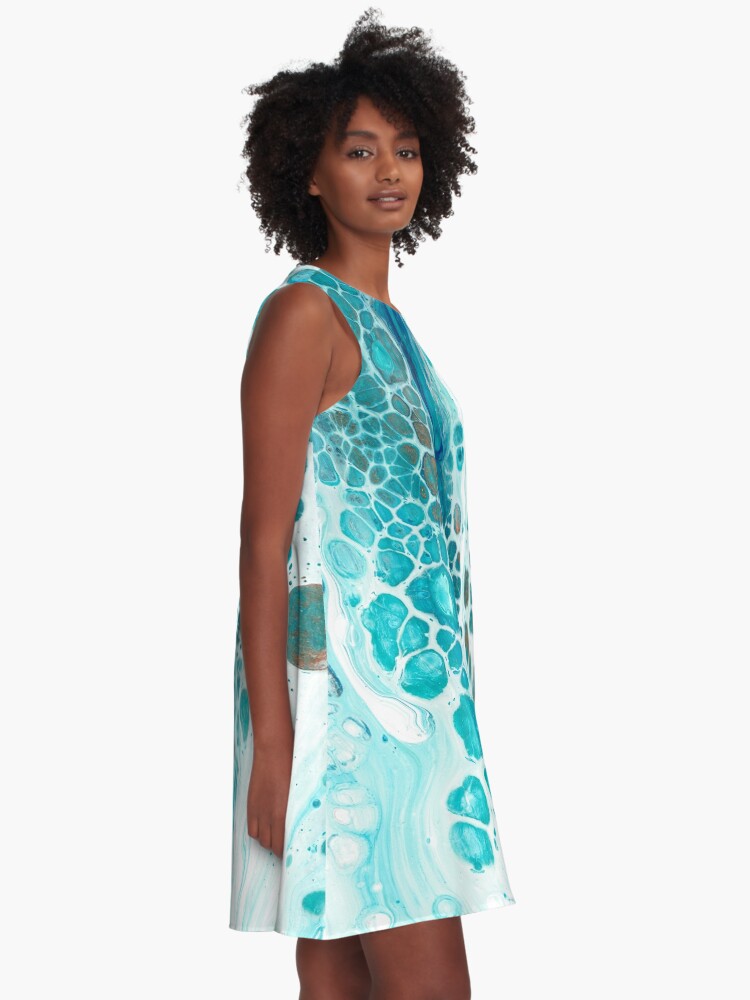 Thumbnail 2 of 4, A-Line Dress, Blue Rain - Ideka Art designed and sold by Ideka-Art.