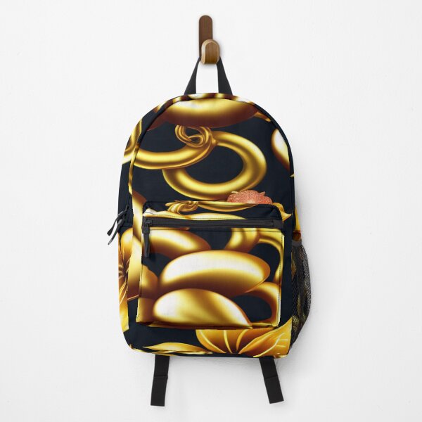 Item preview, Abstract Gold Floral Chain on Black designed and sold by calibrit.