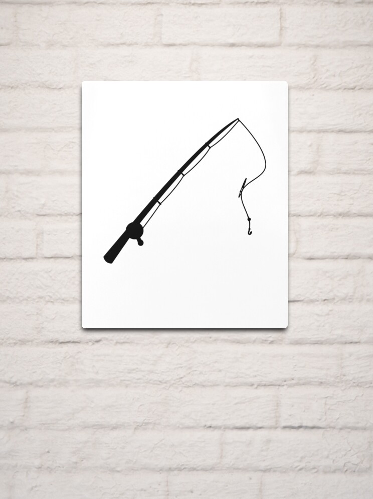 Simple Fishing Pole Silhouette  Metal Print for Sale by