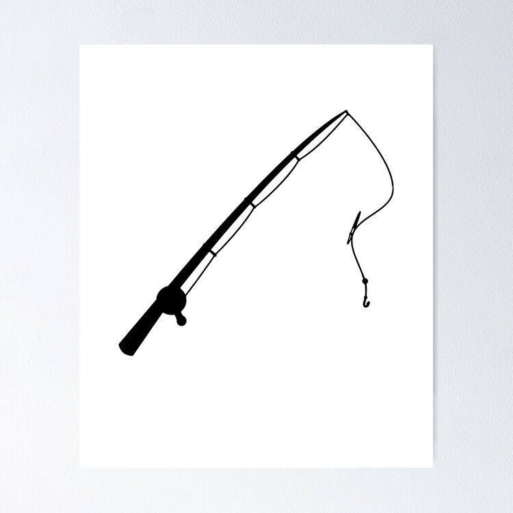 Pancil hooks on a white background. Silhouette of fishing rod with