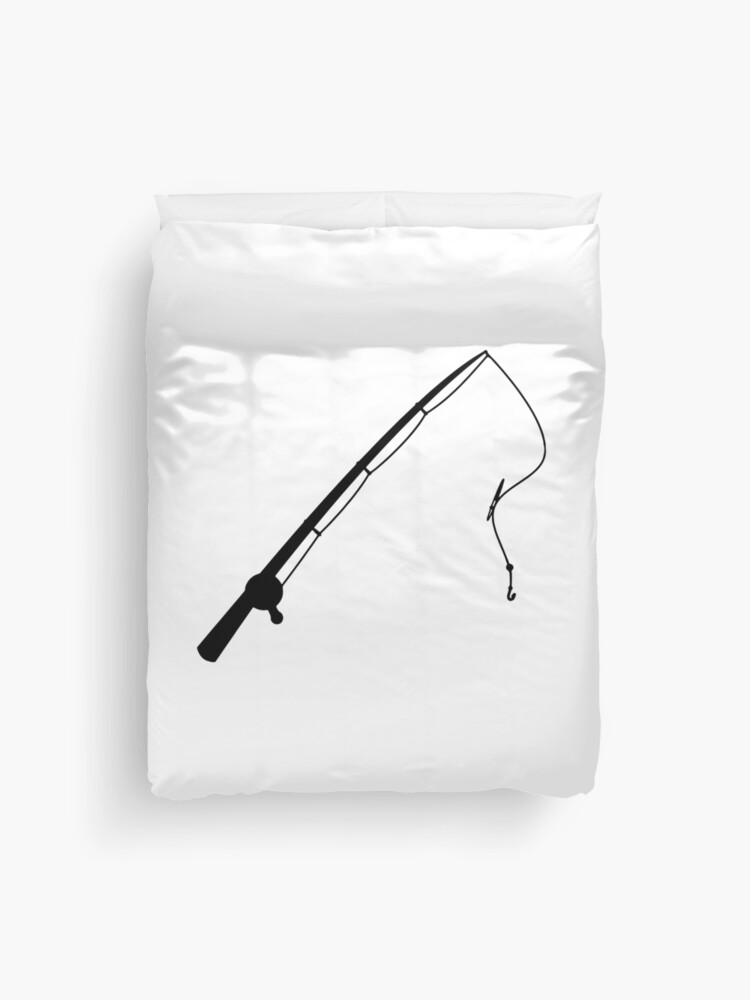 Simple Fishing Pole Silhouette  Duvet Cover for Sale by