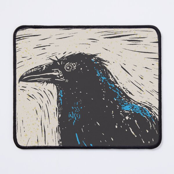 Item preview, Black raven. Crow. Linocut art designed and sold by kazimido.