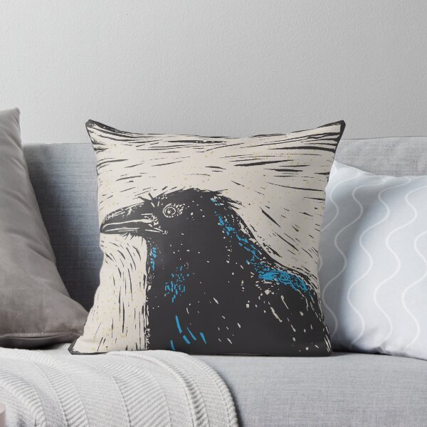 Item preview, Black raven. Crow. Linocut art designed and sold by kazimido.